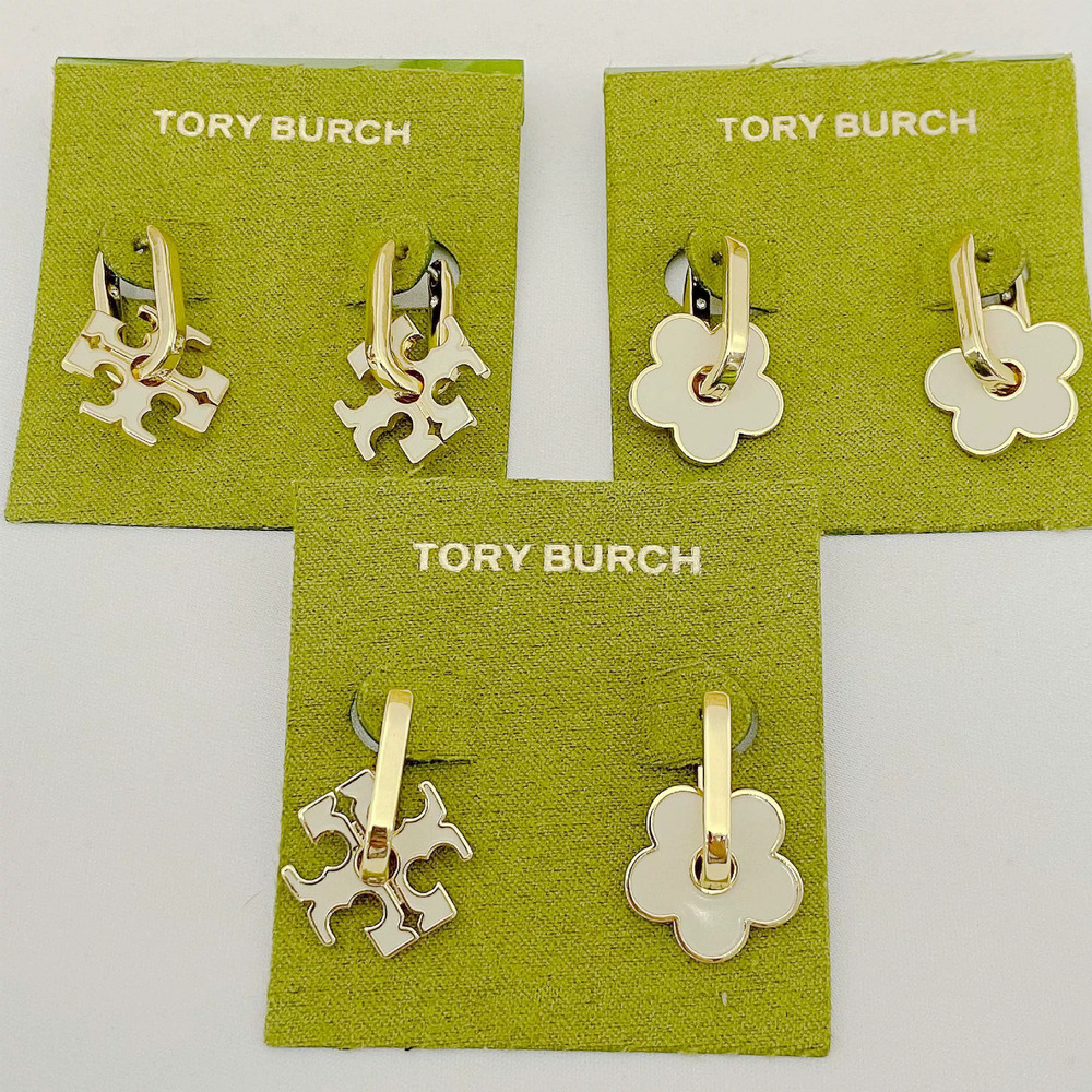 Tory Burch Floral Letter Earrings Gold Delicate